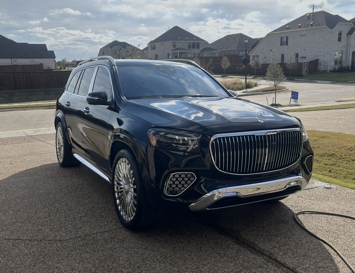 Black Mercedes-Maybach GLS detailed in a driveway